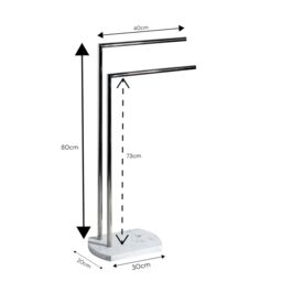 Showerdrape Octavia White Marble & Chrome Freestanding Towel Stand - thumbnail 2