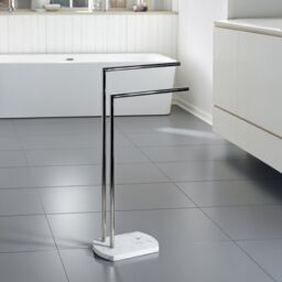 Showerdrape Octavia White Marble & Chrome Freestanding Towel Stand - thumbnail 1