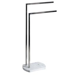 Showerdrape Octavia White Marble & Chrome Freestanding Towel Stand - thumbnail 3