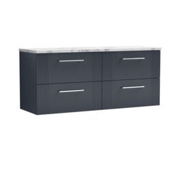 Balterley 4 Drawer Wall Hung Vanity Unit Marble Laminate Worktop, 1200mm in Grey