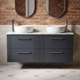 Balterley 4 Drawer Wall Hung Vanity Unit Marble Laminate Worktop, 1200mm in Grey - thumbnail 8