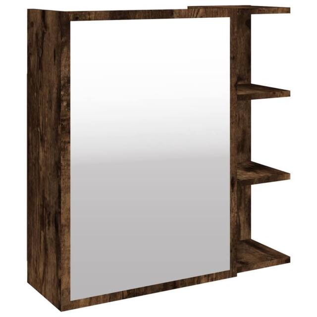 Berkfield Home Bathroom Mirror Cabinet Smoked Oak 62.5x20.5x64cm Engineered Wood in Brown - Size: 62.5x20.5x64 cm - image 1