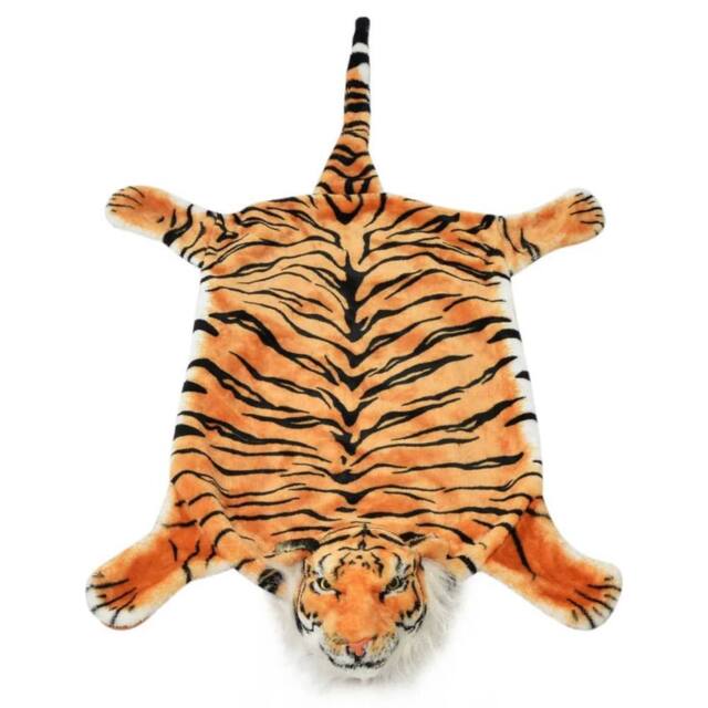 Berkfield Home Tiger Carpet Plush 144 cm Brown in Orange - Size: 100 cm diameter - image 1