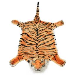 Berkfield Home Tiger Carpet Plush 144 cm Brown in Orange - Size: 100 cm diameter - thumbnail 1