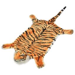 Berkfield Home Tiger Carpet Plush 144 cm Brown in Orange - Size: 100 cm diameter - thumbnail 2