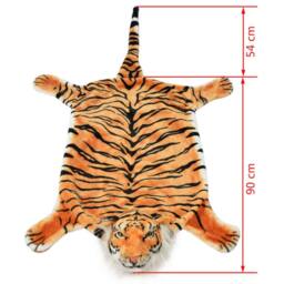 Berkfield Home Tiger Carpet Plush 144 cm Brown in Orange - Size: 100 cm diameter - thumbnail 4