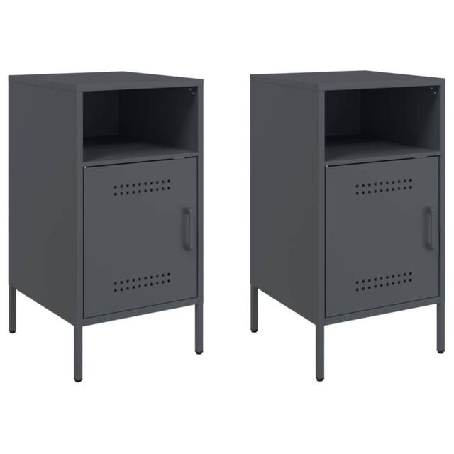 Berkfield Home Bedside Cabinets 2 pcs Anthracite 36x39x68 cm Steel in Dark Grey - Size: 36 x 39 x 68 cm - image 1