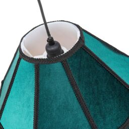 Happy Homewares Traditional Victorian Empire Soft Velvet Lamp Shade with Lengthy Tassels in Emerald - Size: 16 inches - thumbnail 5