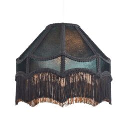 Happy Homewares Traditional Victorian Empire Soft Velvet Lamp Shade with Lengthy Tassels in Emerald - Size: 16 inches - thumbnail 2