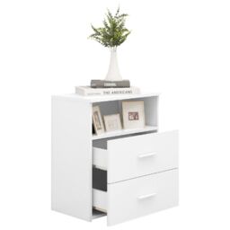 Berkfield Home Bed Cabinets 2 pcs White 50x32x60 cm - Size: 50 x 32 x 60 cm - thumbnail 4
