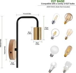 Goeco 2 Pack Vintage Wall Light, Industrial Wall Light, E27 Retro Wall Light in Black - thumbnail 5