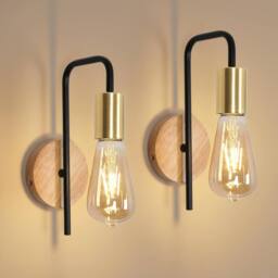 Goeco 2 Pack Vintage Wall Light, Industrial Wall Light, E27 Retro Wall Light in Black - thumbnail 1