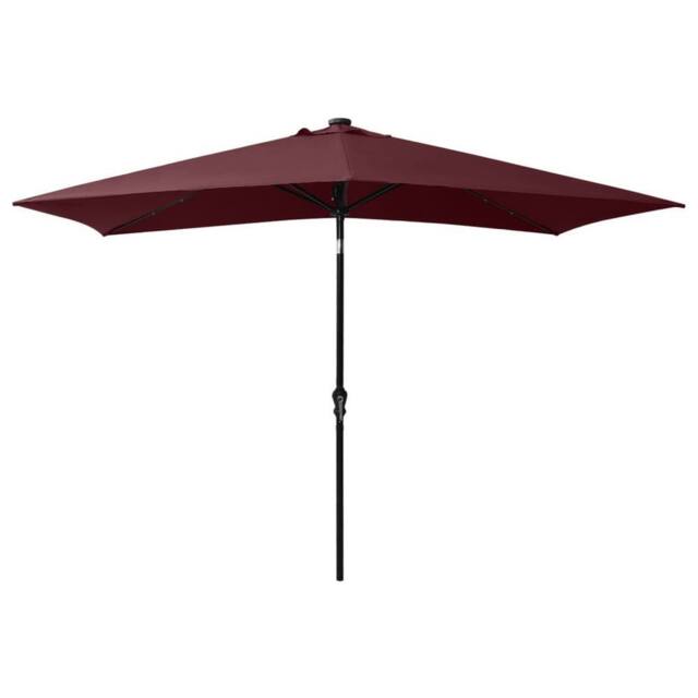 Berkfield Home Parasol with LEDs & Steel Pole Bordeaux Red 2x3 m in Burgundy - image 1