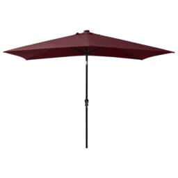 Berkfield Home Parasol with LEDs & Steel Pole Bordeaux Red 2x3 m in Burgundy - thumbnail 1