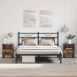 Berkfield Home Modern Bedside Cabinets 2 pcs Smoked Oak 40x35x50 cm Engineered Wood in Brown - Size: 40 x 35 x 50 cm - thumbnail 2