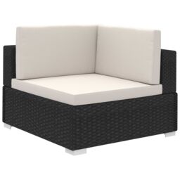 Berkfield Home 6 Piece Garden Lounge Set with Cushions Poly Rattan Black - thumbnail 3