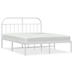 Berkfield Home Metal Bed Frame with Headboard White 183x213 cm - thumbnail 2