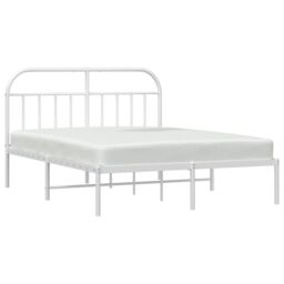 Berkfield Home Metal Bed Frame with Headboard White 183x213 cm - thumbnail 4