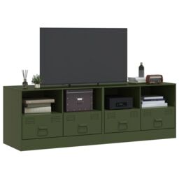 Berkfield Home TV Cabinets 2 pcs Olive Green 67x39x44 cm Steel - Size: 67 x 39 x 44 cm - thumbnail 3