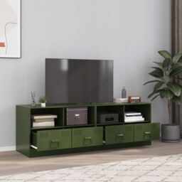 Berkfield Home TV Cabinets 2 pcs Olive Green 67x39x44 cm Steel - Size: 67 x 39 x 44 cm