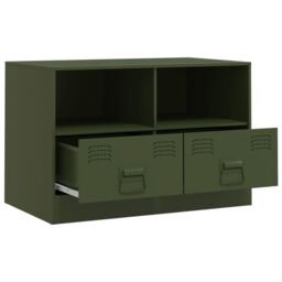 Berkfield Home TV Cabinets 2 pcs Olive Green 67x39x44 cm Steel - Size: 67 x 39 x 44 cm - thumbnail 6