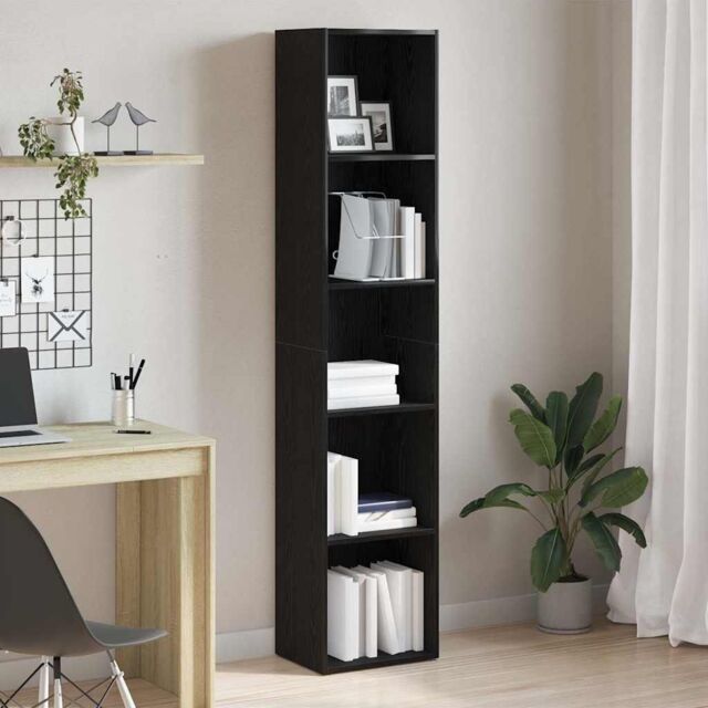 Berkfield Home Book Cabinet Black Oak 40x30x189 cm Engineered Wood - Size: 40 x 30 x 189 cm - image 1