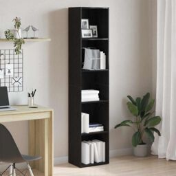 Berkfield Home Book Cabinet Black Oak 40x30x189 cm Engineered Wood - Size: 40 x 30 x 189 cm - thumbnail 1