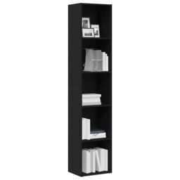 Berkfield Home Book Cabinet Black Oak 40x30x189 cm Engineered Wood - Size: 40 x 30 x 189 cm - thumbnail 4