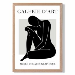 ARTZE Matisse Nude Black & Grey Framed Print SIZE: A3 with Oak Frame - Size: A4