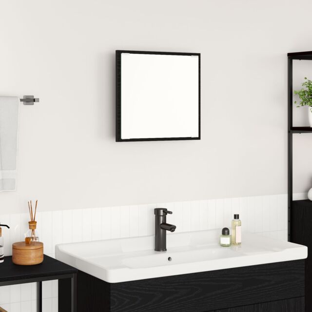Berkfield Home LED Bathroom Mirror Black Oak 40x8.5x37 cm Engineered Wood - image 1