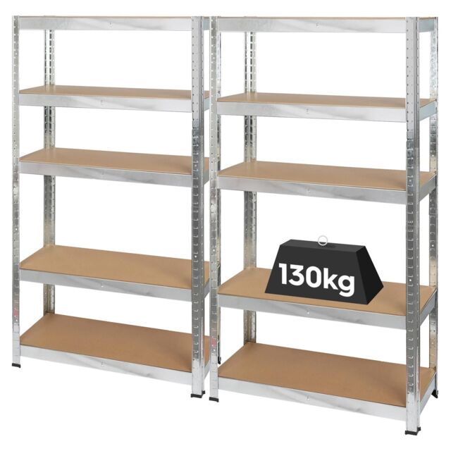 Harbour Housewares 5-Tier Steel Garage Shelving Units Set - 2pc Heavy Duty Storage Shelves Set in Silver - image 1
