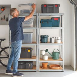 Harbour Housewares 5-Tier Steel Garage Shelving Units Set - 2pc Heavy Duty Storage Shelves Set in Silver - thumbnail 2