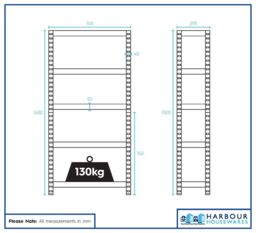 Harbour Housewares 5-Tier Steel Garage Shelving Units Set - 2pc Heavy Duty Storage Shelves Set in Silver - thumbnail 7