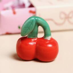 Lisa Angel Women's Tiny Ceramic Cherry Matchbox Token in Red - thumbnail 2