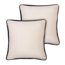 OHS 2 Pack Matte Velvet Piped Cushion Covers Home Decor Set in Cream - Size: 45 cm x 45 cm