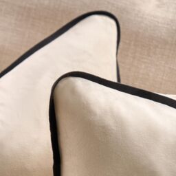 OHS 2 Pack Matte Velvet Piped Cushion Covers Home Decor Set in Cream - Size: 45 cm x 45 cm - thumbnail 3