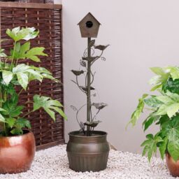 Primrose Enchanted Zinc Bird Box Cascading Water Feature 130cm in Grey - thumbnail 2