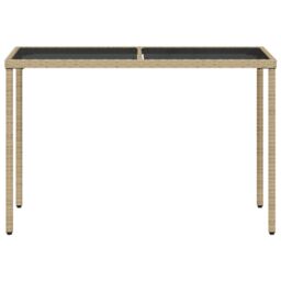 Berkfield Home Garden Table with Glass Top Beige 115x54x74 cm Poly Rattan - Size: 115 x 54 x 74 cm - thumbnail 4