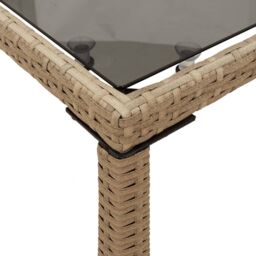 Berkfield Home Garden Table with Glass Top Beige 115x54x74 cm Poly Rattan - Size: 115 x 54 x 74 cm - thumbnail 8