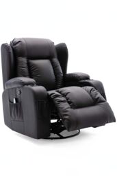 More4Homes Caesar Manual Recliner Bonded Leather 1+2 Seater Sofa Set in Black - thumbnail 6