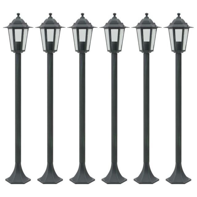 Berkfield Home Garden Post Lights 6 pcs E27 110 cm Aluminium Dark Green - image 1