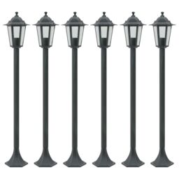 Berkfield Home Garden Post Lights 6 pcs E27 110 cm Aluminium Dark Green - thumbnail 1