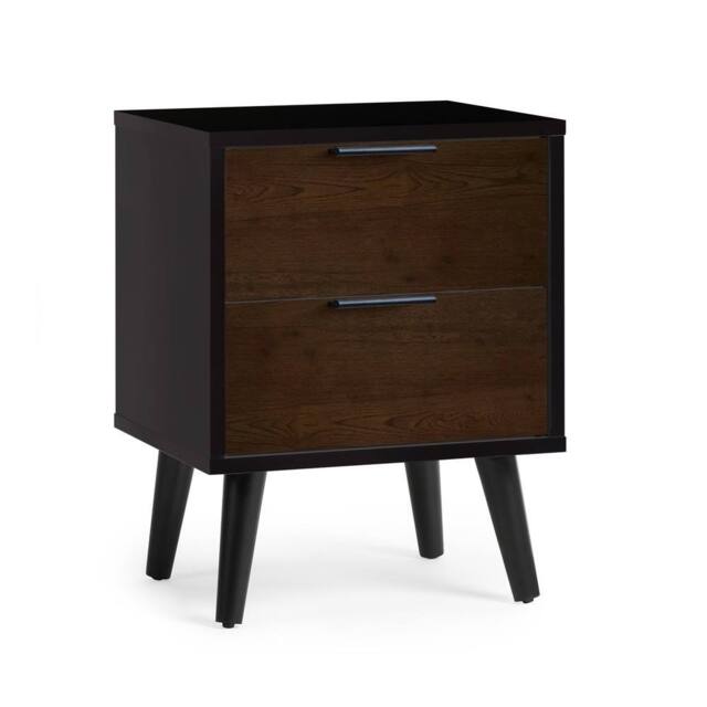 Cheshire Premium Arden 2 Drawer Walnut & Black Bedside Unit - image 1