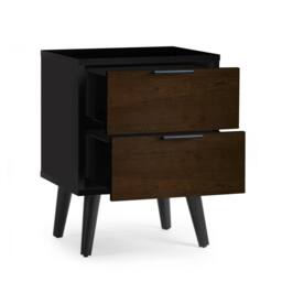 Cheshire Premium Arden 2 Drawer Walnut & Black Bedside Unit - thumbnail 2