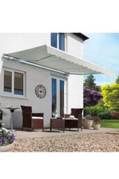 "Living and Home Window & Door Awning Canopy - UV & Weather Resistant 98""x79"" High-Quality Polyester Fabric w/ Aluminium Brackets for Porch, Patio"
