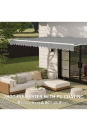 "Living and Home Window & Door Awning Canopy - UV & Weather Resistant 98""x79"" High-Quality Polyester Fabric w/ Aluminium Brackets for Porch, Patio" - thumbnail 4