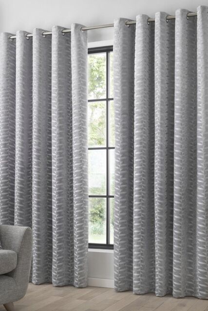 Curtina 'Kendal' Textured Weave Pair of Eyelet Curtains in Silver - Size: 168 cm width x 137 cm drop - image 1