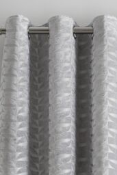 Curtina 'Kendal' Textured Weave Pair of Eyelet Curtains in Silver - Size: 168 cm width x 137 cm drop - thumbnail 2