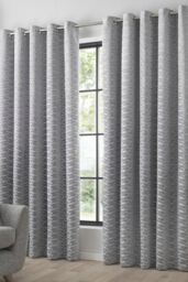 Curtina 'Kendal' Textured Weave Pair of Eyelet Curtains in Silver - Size: 168 cm width x 137 cm drop - thumbnail 1