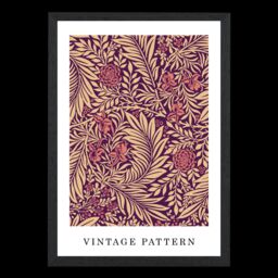 ARTZE Vintage William Morris Larkspur in Pink & Beige Art Print / Black Frame / SIZE: A4 - thumbnail 2